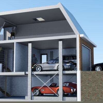 Garage met autolift en kap naast woning in Aerdenhout - een project van Architect Warnaars