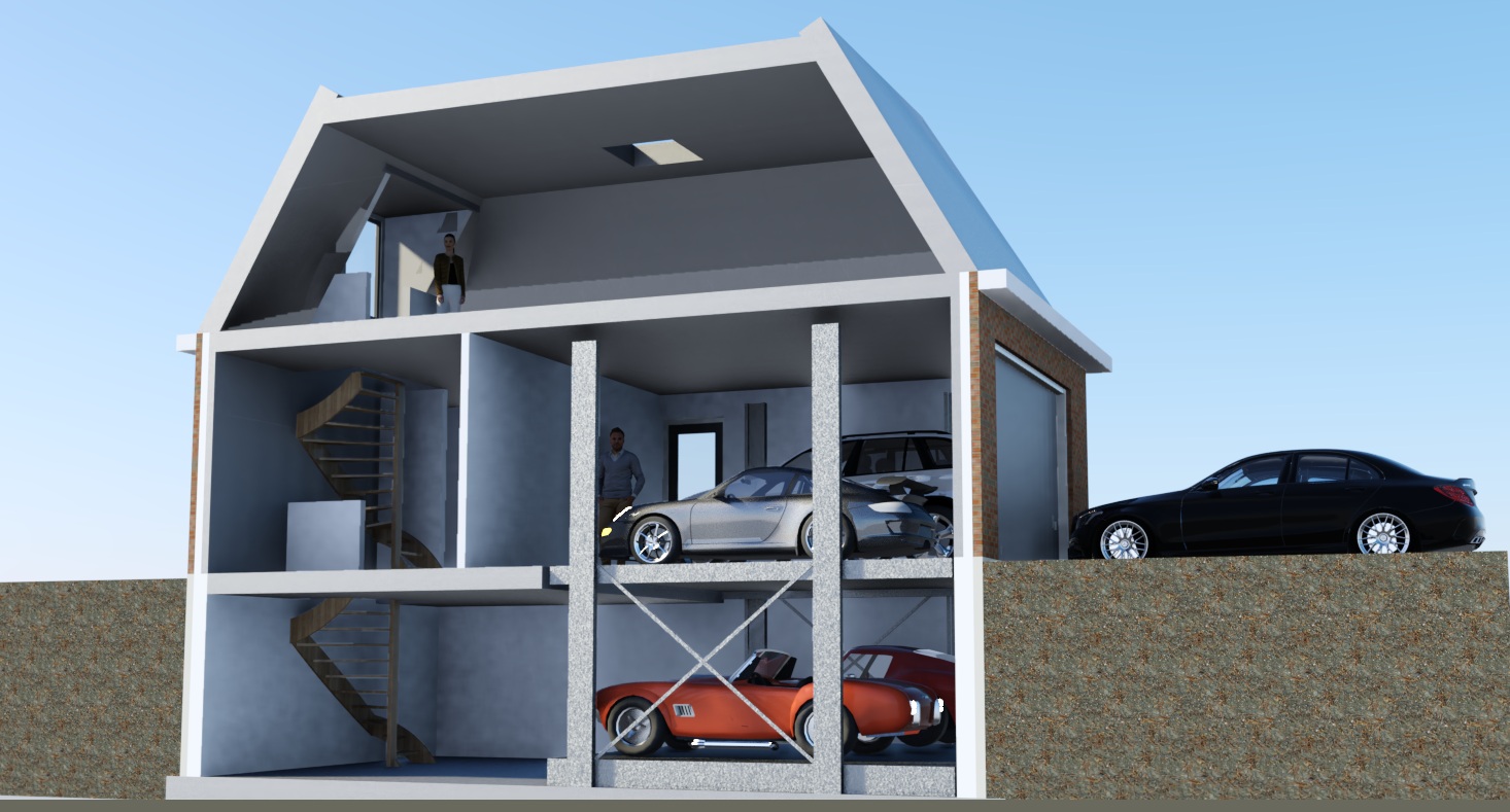 Garage met autolift en kap naast woning in Aerdenhout - een project van Architect Warnaars