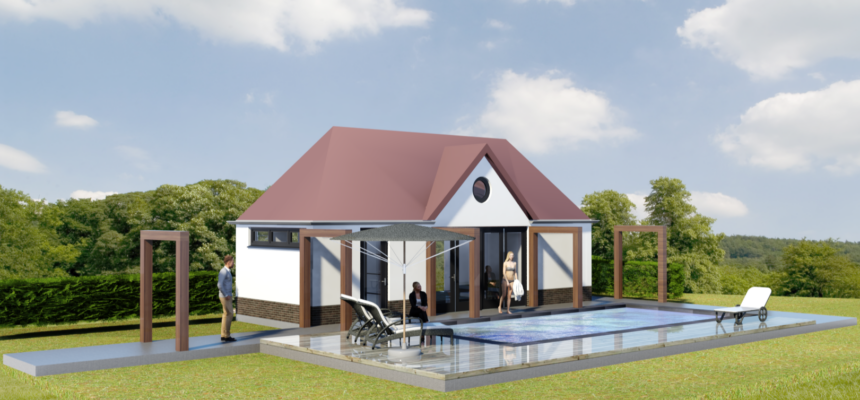3D-impressie - Poolhouse met zwembad in Bloemendaal - een project van Architect Warnaars